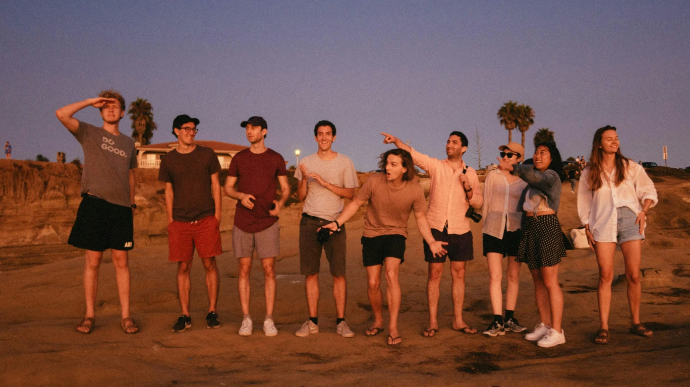 Group team building sunset photo