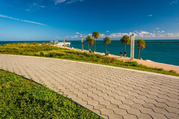 Walkway And View Of The Atlantic Ocean At South Pointe Park In Miami Beach, Florida. in Miami Scavenger Hunt, FL