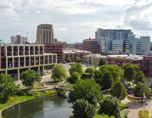 Kalamazoo aerial view.jpg in Kalamazoo Scavenger Hunt, MI
