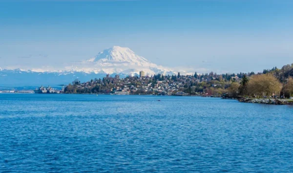 A View Of The Port Of Tacoma And Mount Rainier From Ruston, Washington. in Tacoma Scavenger Hunt, WA