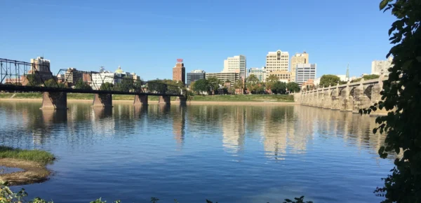 Harrisburg as seen from City Island (cropped).jpg in Harrisburg Scavenger Hunt, PA