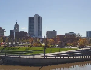 Fort wayne skyline as viewed from promenade park.jpg in Fort Wayne Scavenger Hunt, IN