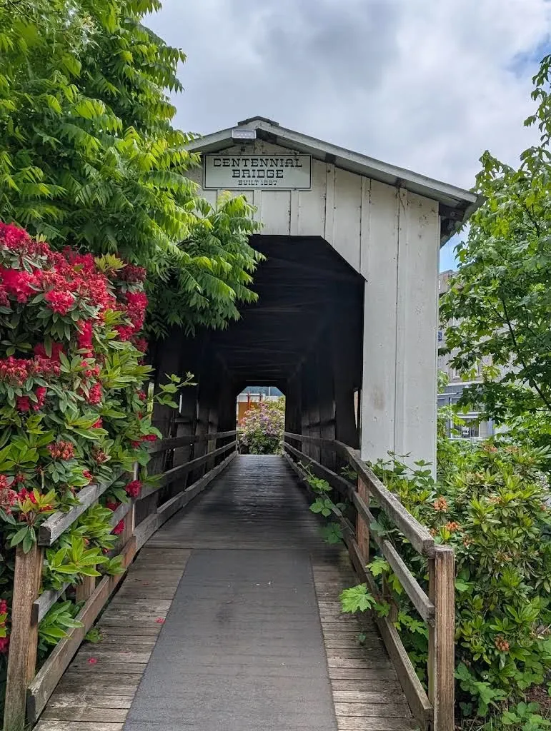 Centennial Covered Bridge Cottage Grove Oregon.webp in Cottage Grove Scavenger Hunt